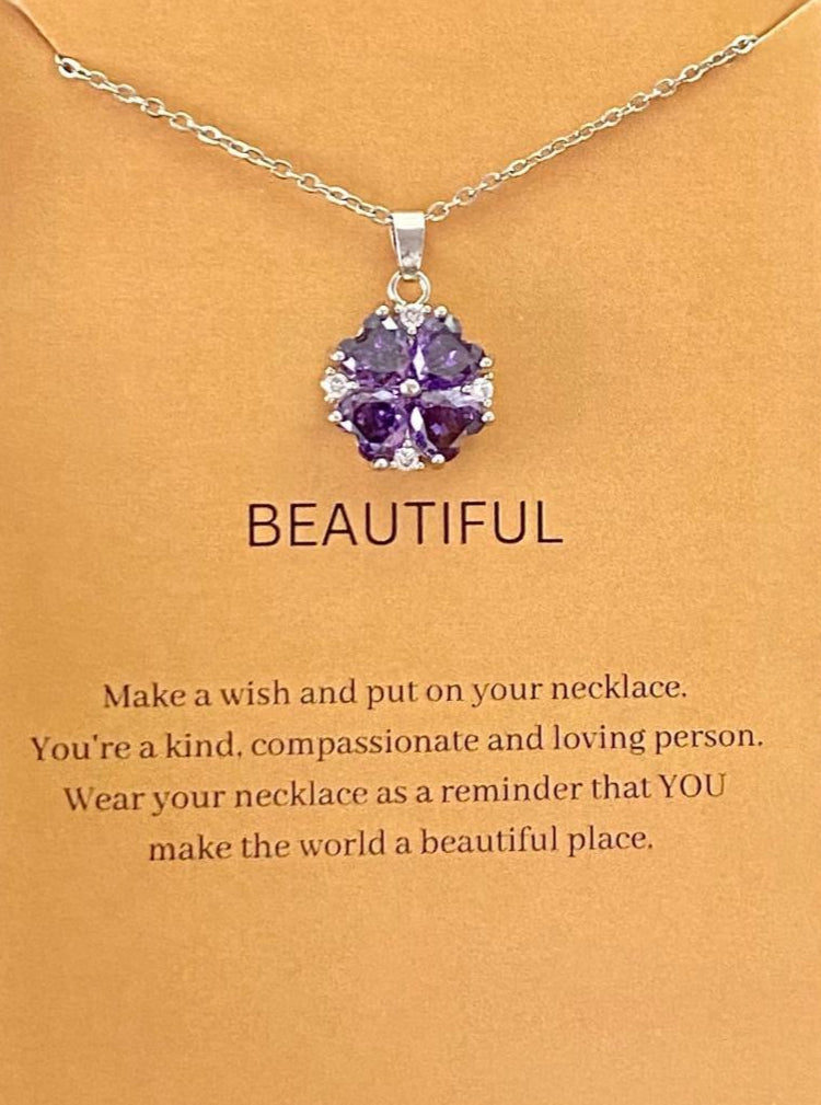 Premium Lavender Flower Shape Necklace With Stainless Steel Chain