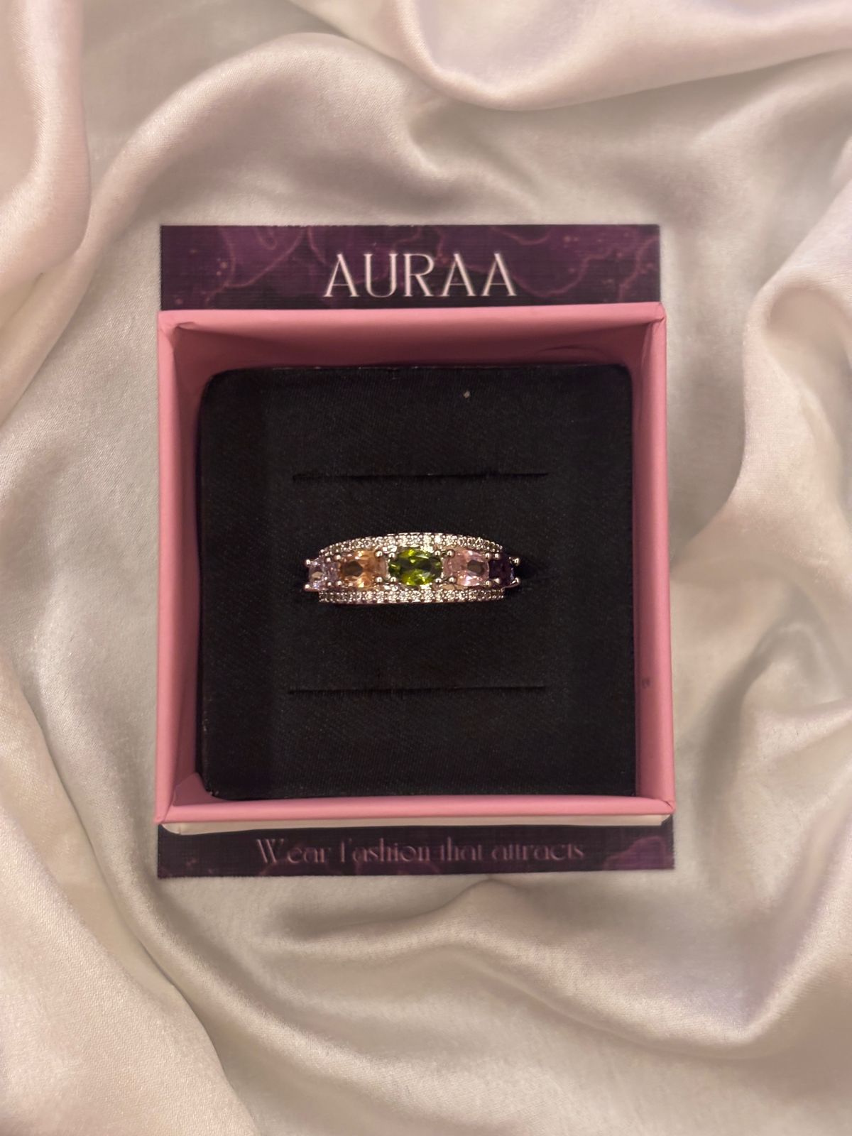 Silver multicolour Adjustable Ring