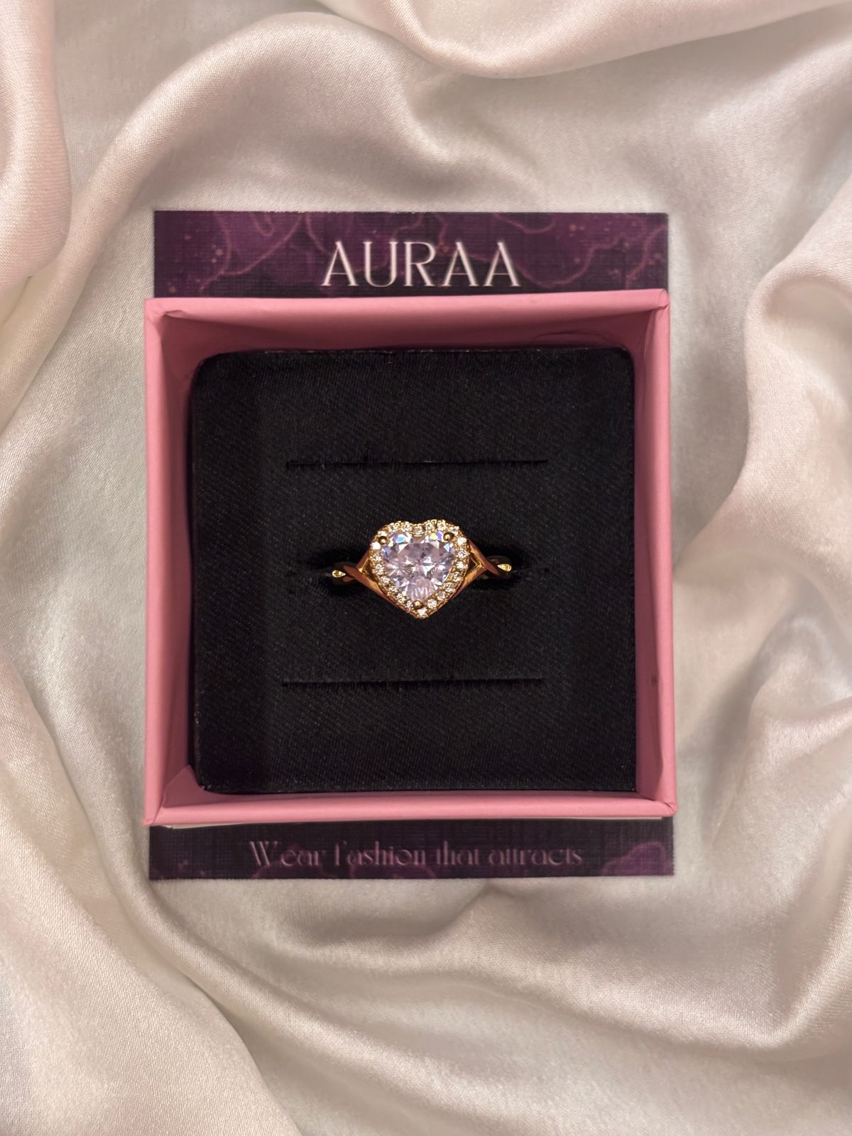 Golden Heart Stone Adjustable Ring