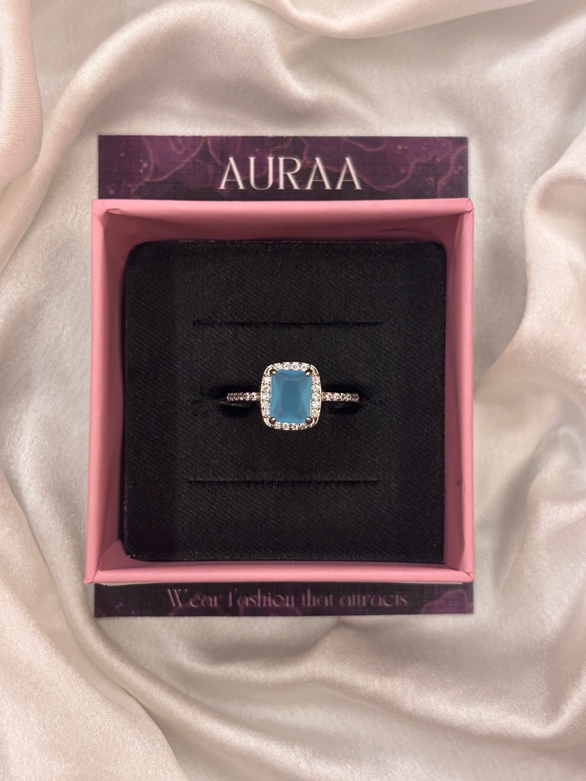 Silver Blue Stone Studded Friendship Copper Adjustable Ring
