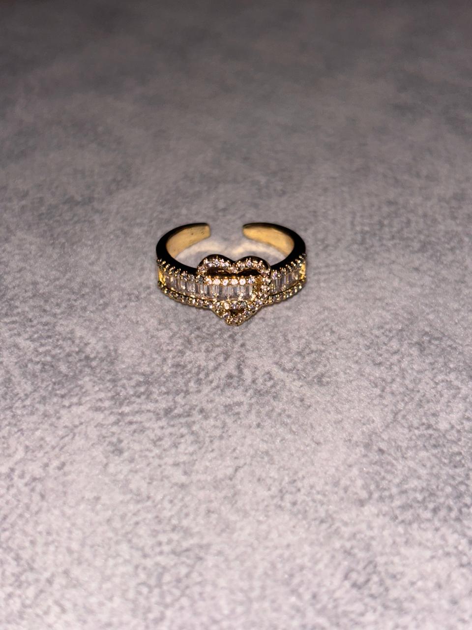 golden heart adjustable ring