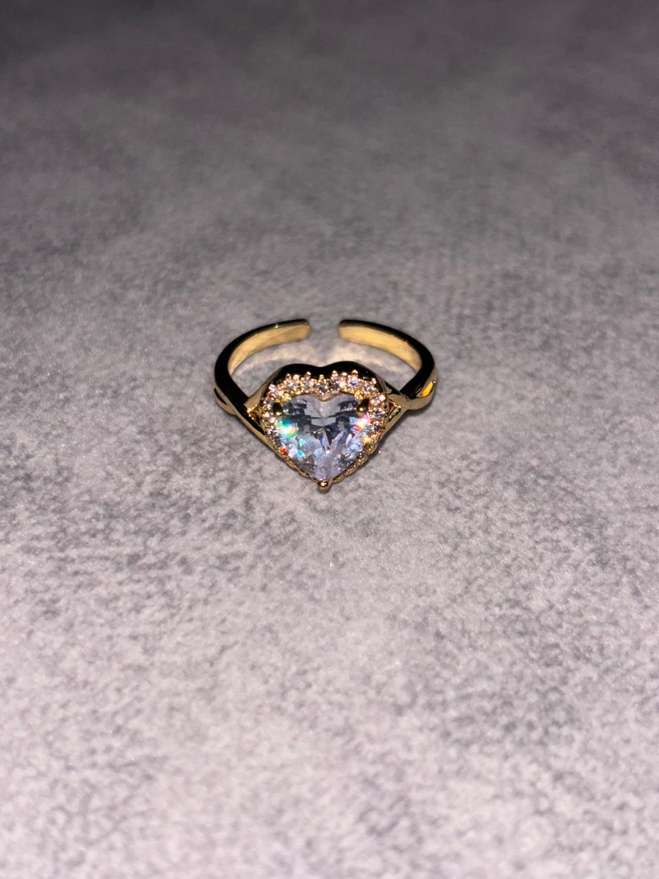 Golden Heart Stone Adjustable Ring
