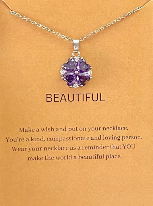 Premium Lavender Flower Shape Necklace With Stainless Steel Chain
