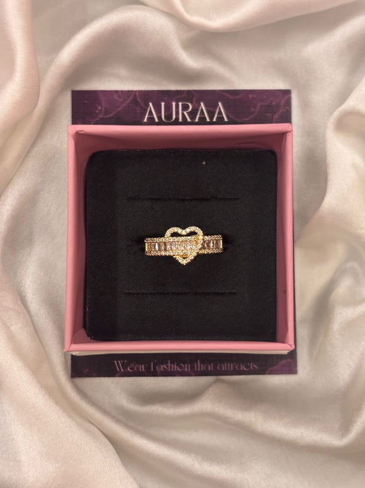golden heart adjustable ring