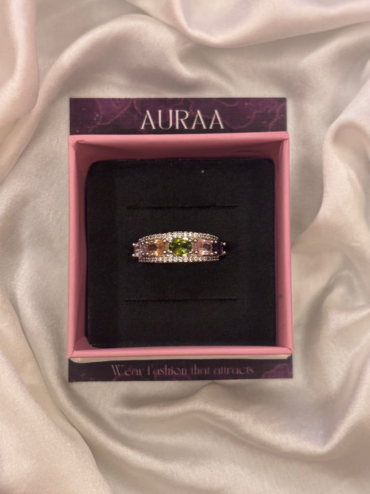 Silver multicolour Adjustable Ring