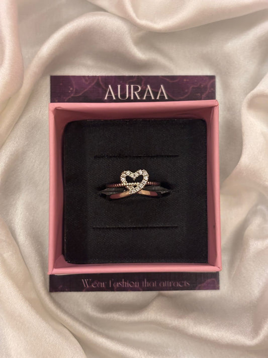 silver heart adjustable ring