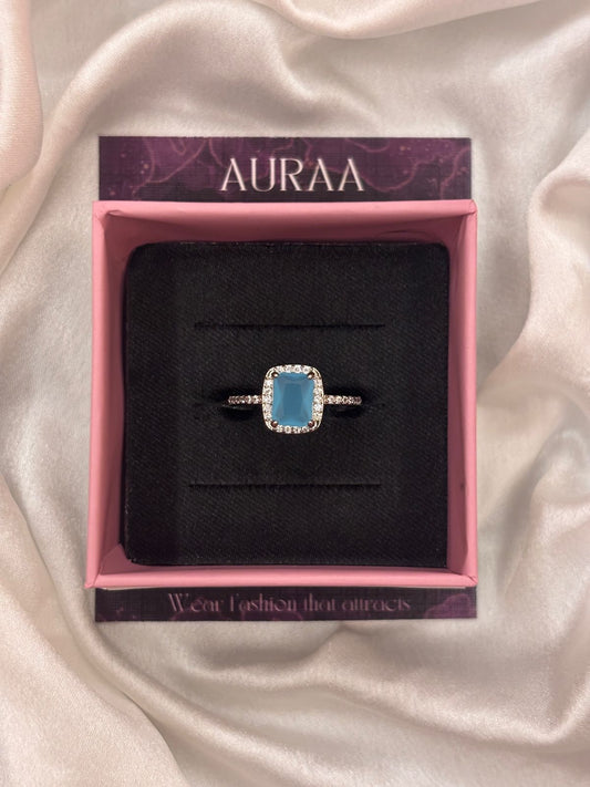 Silver Blue Stone Studded Friendship Copper Adjustable Ring