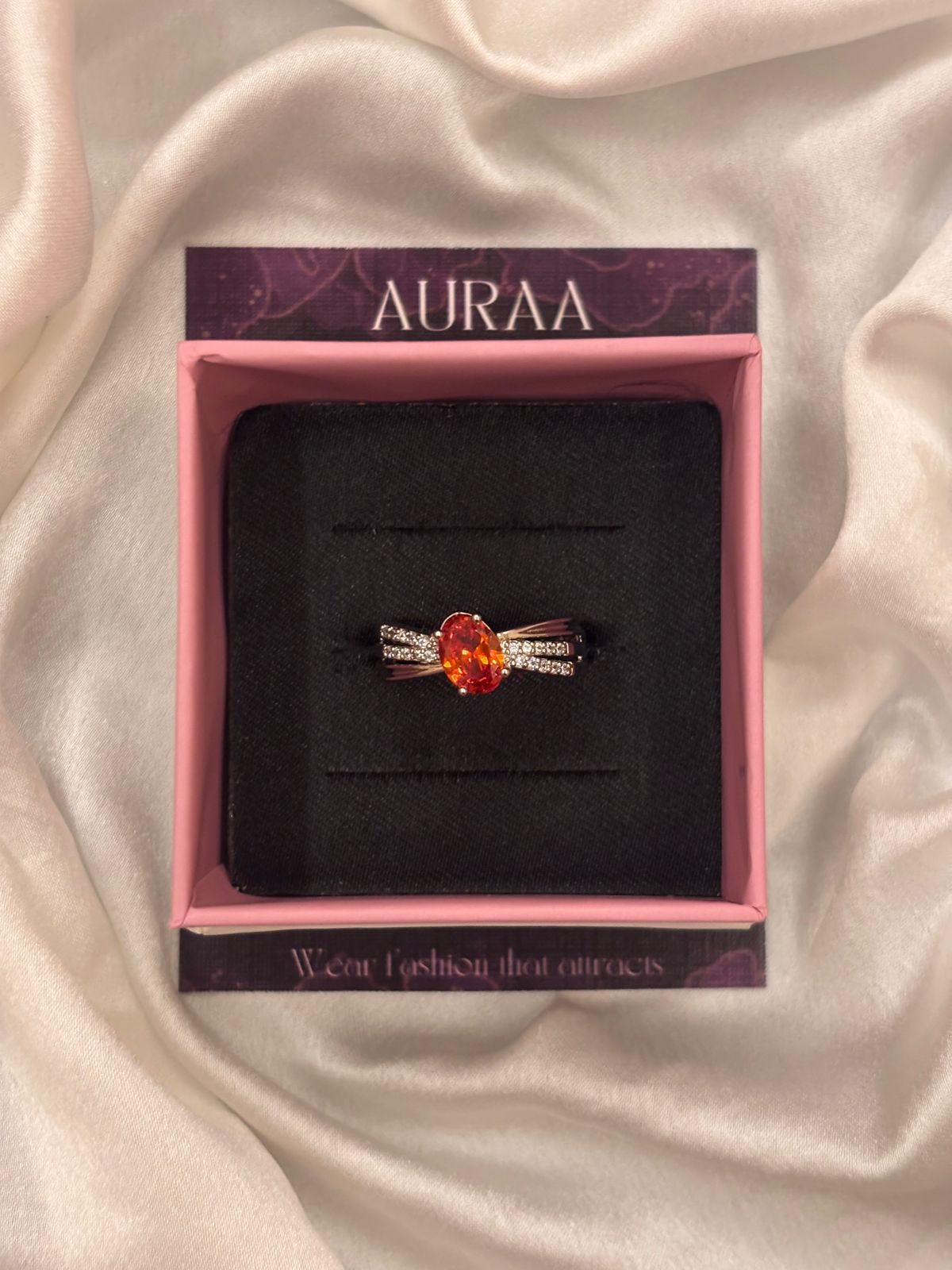 Silver Red Heart Stone Ring