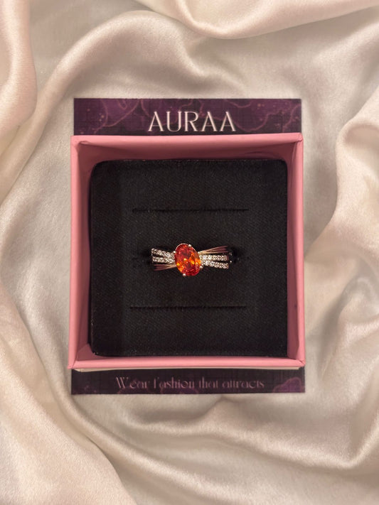 Silver Red Heart Stone Ring