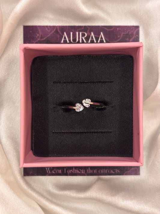 Dual heart stone adjustable ring