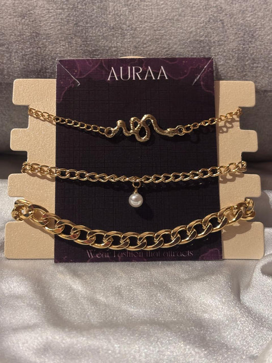 Golden Charm Bracelet Set